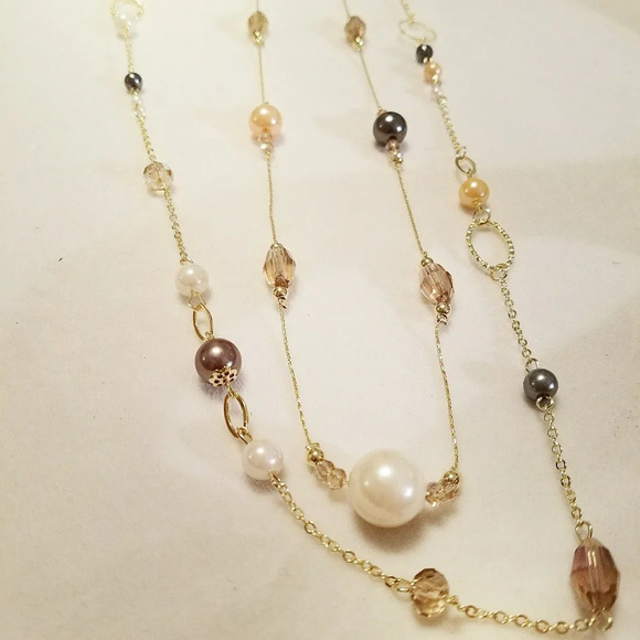 Dainty Necklace | Long Double Strand Beaded - Picture 1 of 10